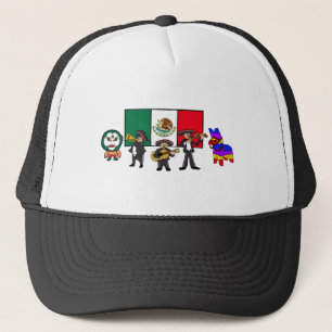 Viva Mexico Luchador Mariachi Piñata Cartoon Truckerkappe