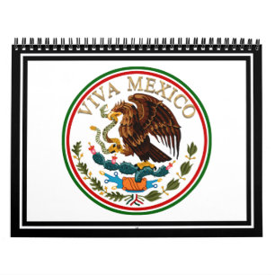 Viva Mexico Mexican Flag Icon w/ Gold Text Kalender