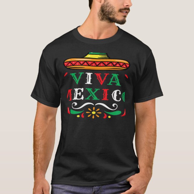 Viva Mexico Mexican independence day chili maracas T-Shirt (Vorderseite)
