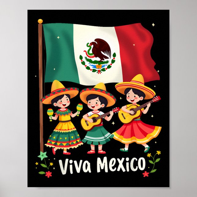 Viva Mexico Mexikanische Unabhängigkeitstag Gitarr Poster (Vorne)