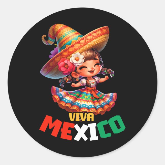 Viva Mexico Mexikanischer Unabhängigkeitstag Mexik Runder Aufkleber (Vorderseite)