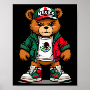 Viva Mexico Mexikos mexikanischer Flaggenbär Cinco Poster