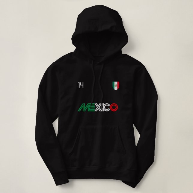 Viva Mexico Retro Football Soccer Mexikos Flagge Hoodie (Design vorne)
