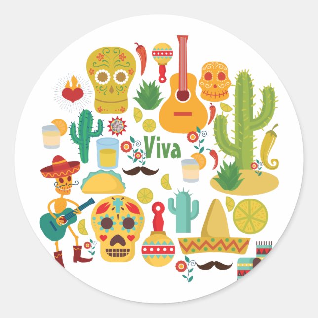Viva mexico runder aufkleber (Vorderseite)