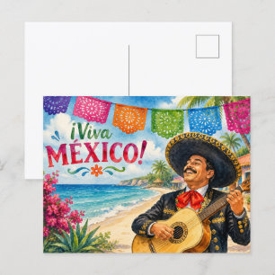 Viva Mexiko Mariachi Gitarre Strand Souvenir Postkarte