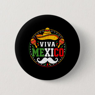 Viva Mexiko Sombrero Maracas Schnurrbart Fiesta Button