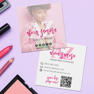 Viva Modern Magenta Social Influencer Benutzerdefi Quadratische Visitenkarte