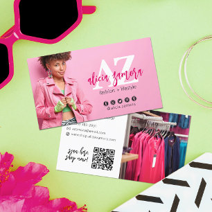 Viva Modern Magenta Social Influencer Custom Foto Visitenkarte