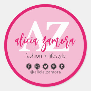 Viva Modern Magenta Social Media Influencer Anpass Runder Aufkleber