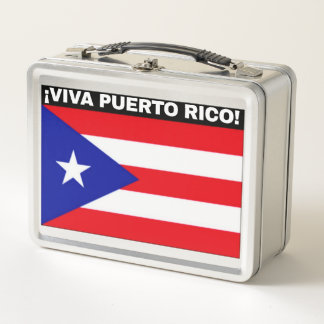 VIVA PUERTO RICO FLAGGE BILD WEISSE SCHRIFT METALL BROTDOSE