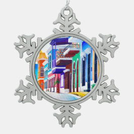 ¡Viva Puerto Rico! Schneeflocken Zinn-Ornament