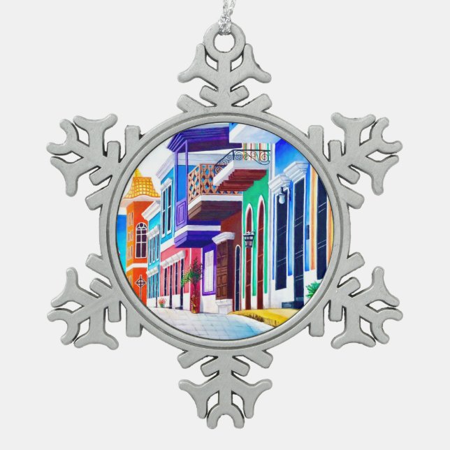 ¡Viva Puerto Rico! Schneeflocken Zinn-Ornament (Vorderseite)