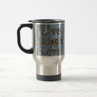 Vivant, rire, tasse de voyage d'amour