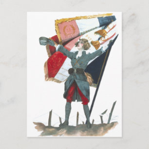 Vive la France Feministische Militäruniform und Fl Postkarte