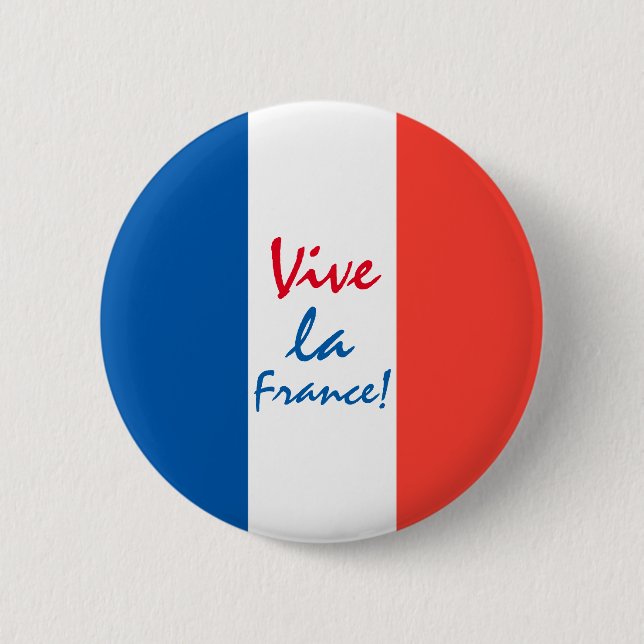 Vive La France Französisch Flagge anpassbar Button (Vorderseite)