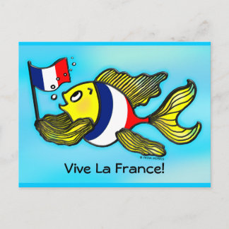 VIVE LA FRANCE Französische Flagge Witziger Cartoo Postkarte