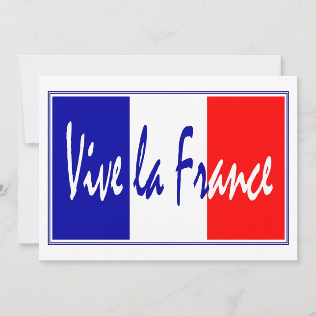Vive La France Invitation de la fête avec drapeau  (Devant)