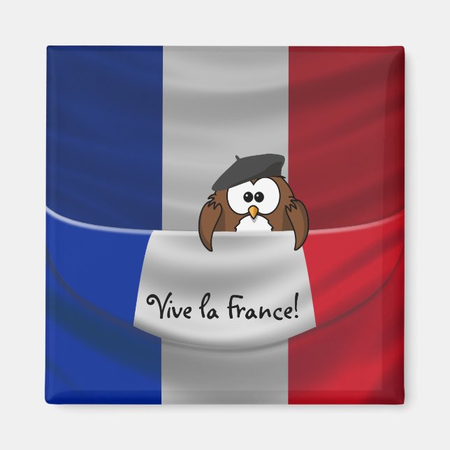 Vive la France owl Magnet (Vorne)