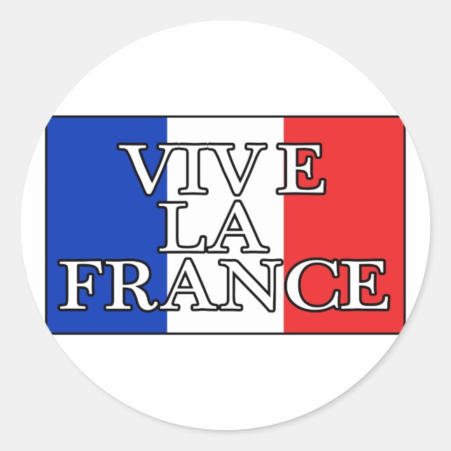 Vive La France Runder Aufkleber (Vorderseite)