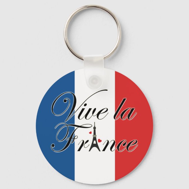 Vive la France Typografie Schlüsselanhänger (Vorderseite)