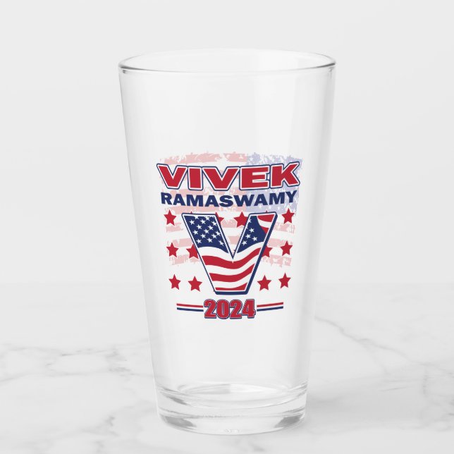Vivek Ramaswamy für Präsident 2024 Glas (Vorderseite)