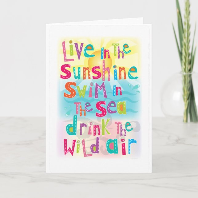 Vivent dans le bain de soleil la carte de voeux de (Devant)