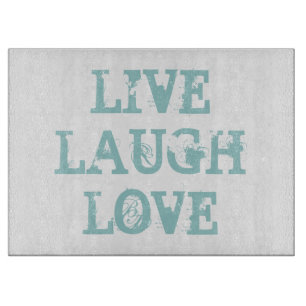 Vivez rire amour grande planche à découper en verr