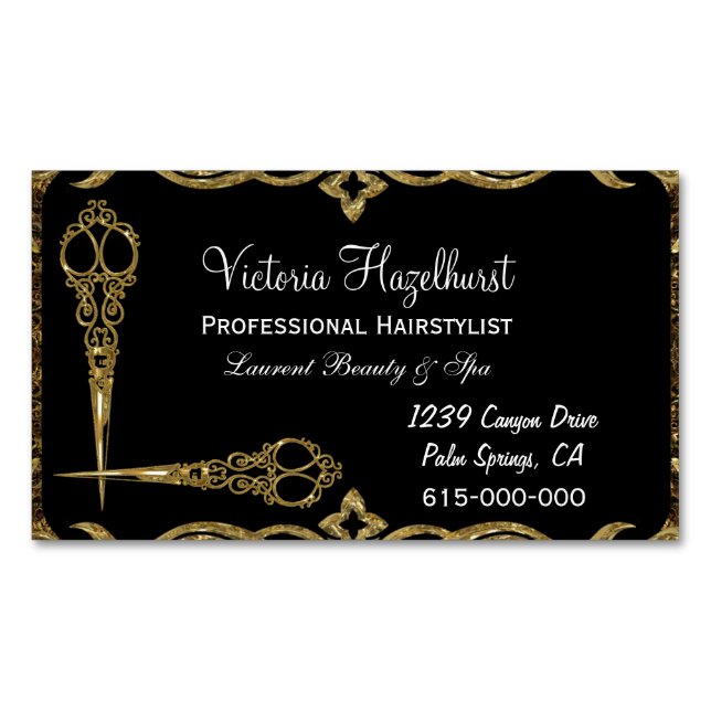 Vivi Scissor viktorianischer ChicHairstylist Magnetische Visitenkarte (Vorderseite)