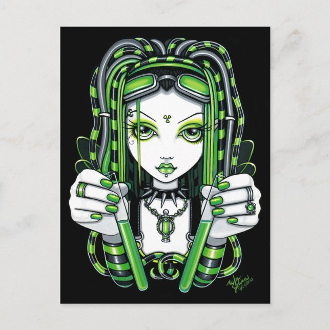 "Vivian" Cybergoth Dark Industrial Fairy Postcard Postkarte (Vorderseite)