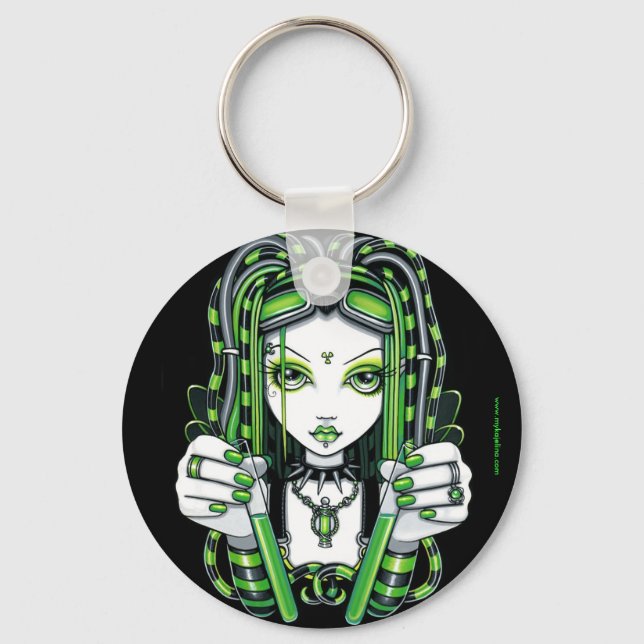 "Vivian" Cybergoth Dark Industrial Fairy Schlüssel Schlüsselanhänger (Vorderseite)