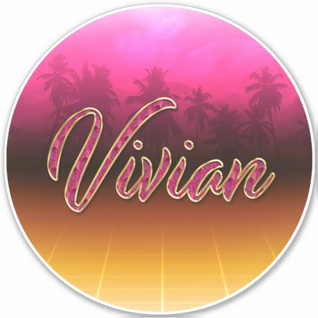 Vivian Prénom Golden rose Autocollant Autocollant (Devant)