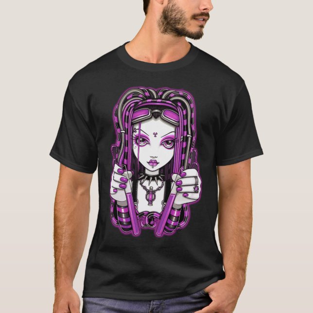 "Vivian" rosa Cyber Goth dunkle industrielle T-Shirt (Vorderseite)