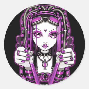 "Vivian" rosa Cyber Goth Fee-Aufkleber Runder Aufkleber