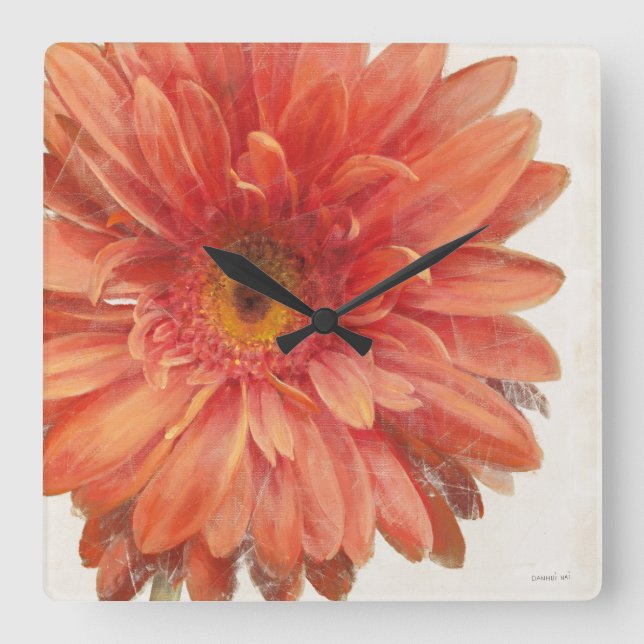 Viviane Daisy Quadratische Wanduhr (Vorderseite)