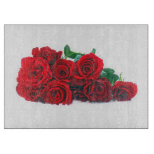 Viviane Rote Rosen Glasschnittplatine Schneidebrett
