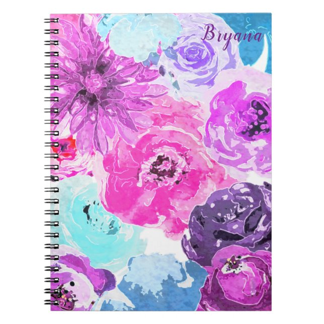 Viviane Violet Fettflorale Blume Rosa Lila Chic Notizblock (Vorderseite)