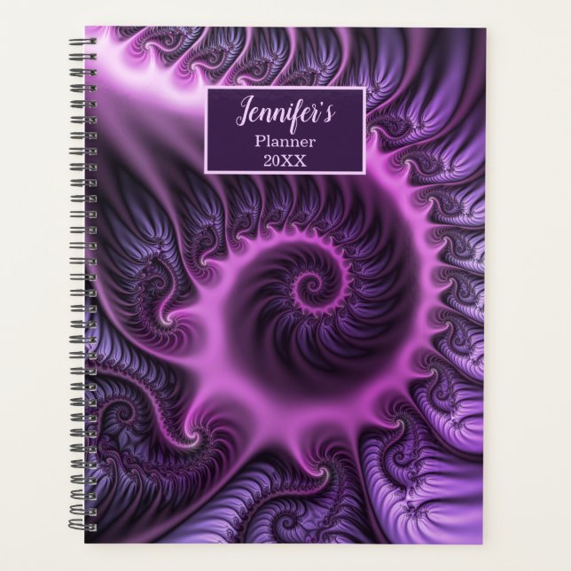 Vivid Abstrait rose violet Fractal Art Nom Spiral (Devant)