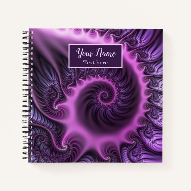 Vivid Abstrakt Pink Lila Fraktal Notizbuch (Vorderseite)