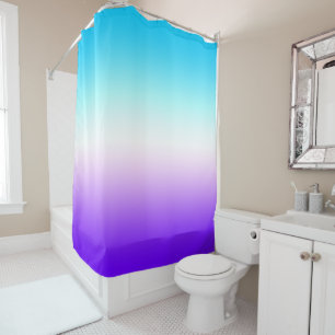 Vivid Aqua Blue White und Indigo Lila Ombre Duschvorhang
