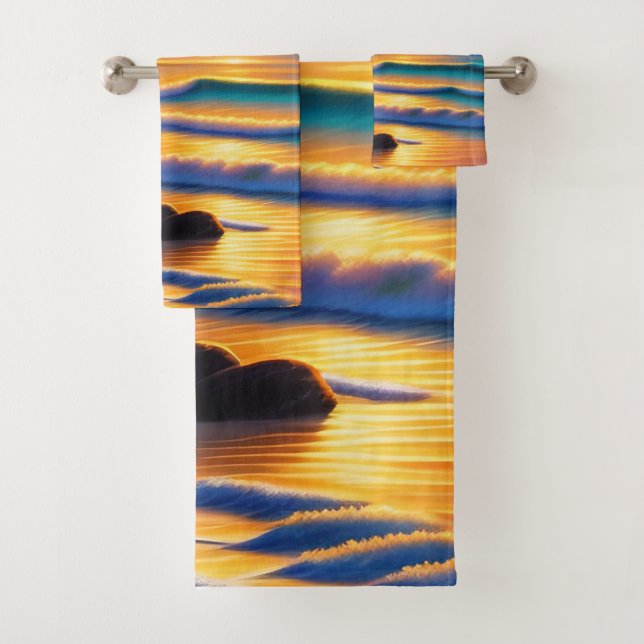 Vivid Beach Sunset Badhandtuch Set (Insitu)