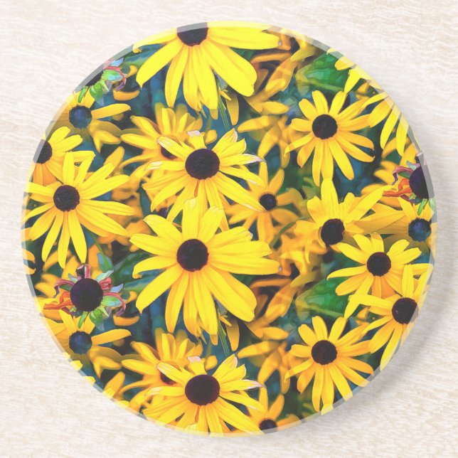Vivid Black Eyed Susan Rudbeckia Melange Getränkeuntersetzer (Vorne)