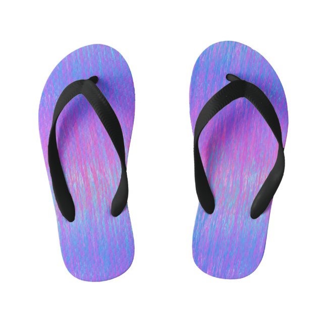 Vivid Blau und Rosa Streifen glänzen Kinderbadesandalen (Fußbett)