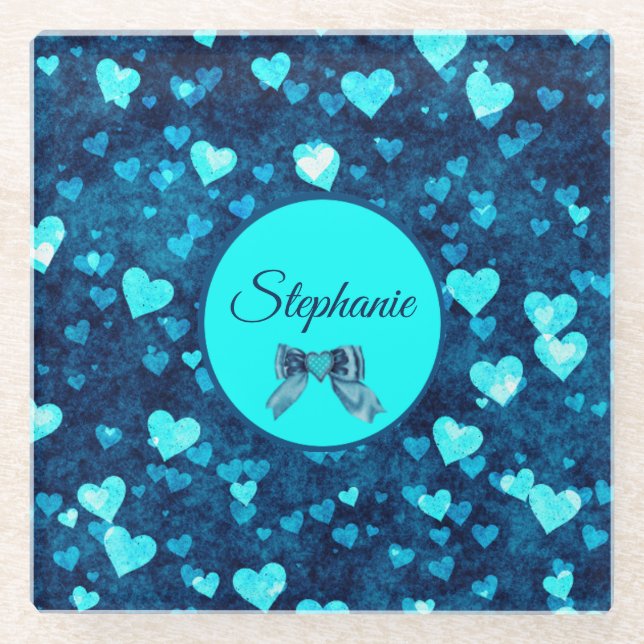 Vivid Blue Hearts Glasuntersetzer (Vorderseite)