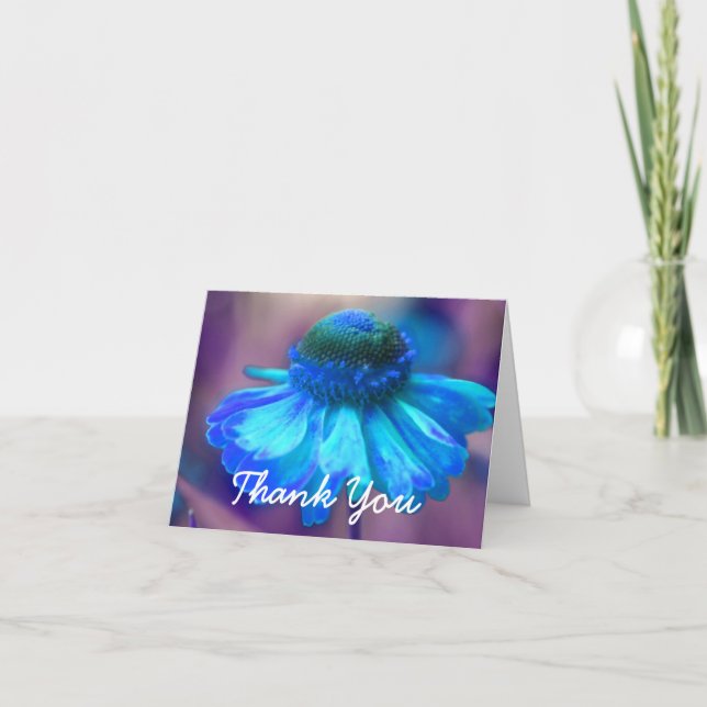 Vivid Blue Zinnia Abstrakt Floral Danke Karte (Vorderseite)