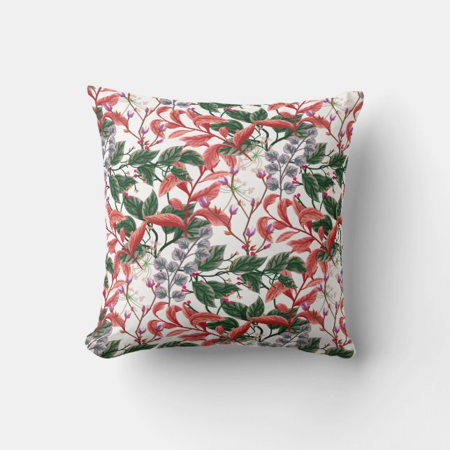 Vivid Botanical Floral Branch Blätter Kissen (Vorderseite)
