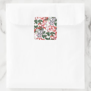 Vivid Botanical Floral Branch Blätter Quadratischer Aufkleber