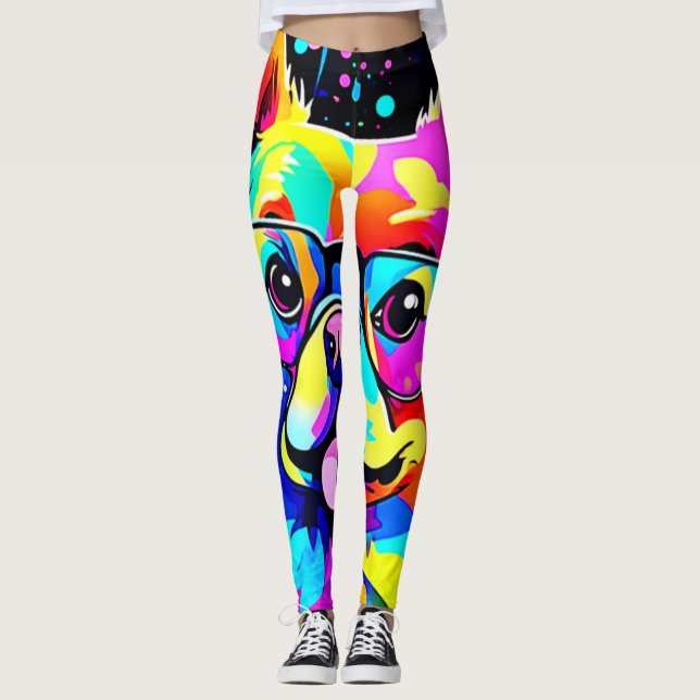 Vivid Canine Vibes Design Leggings (Vorderseite)