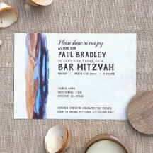 Vivid Caramel & Blue Bar Mitzvah Einladung