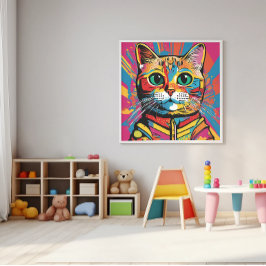 "Vivid Cat Art - Colorful Feline Face" Poster