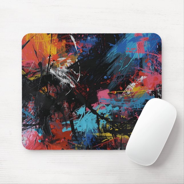 Vivid Chaos – Bold Abstract Expressionist Art Prin Mousepad (Mit Mouse)